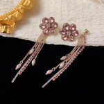 European Drill Petal Two-Wear Tassel Drop Earrings