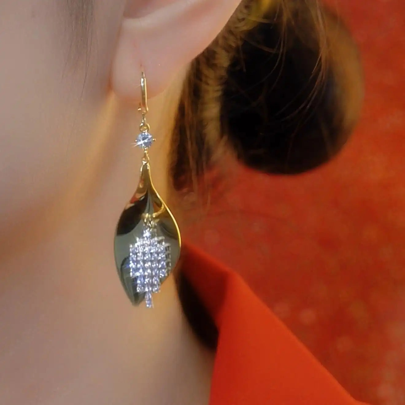 European Exaggerated Gold Silver Color Drop Earrings