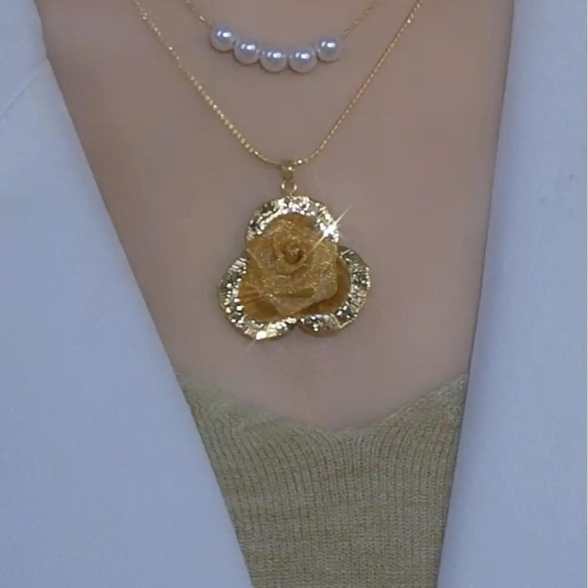 European Floral Pendant Necklace