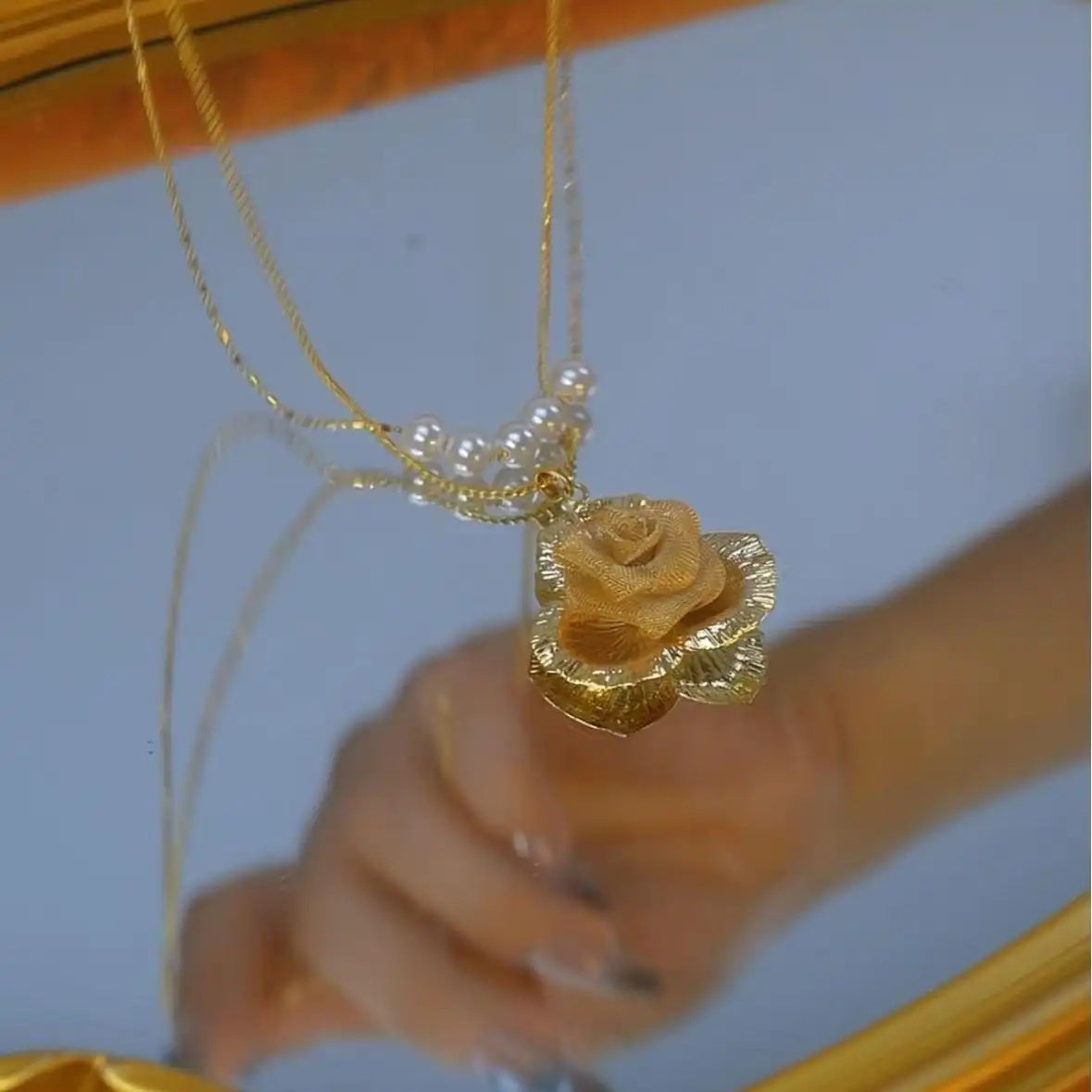 European Floral Pendant Necklace