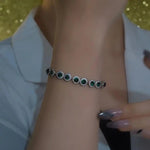 European Geometric Round Green Crystal Bracelet
