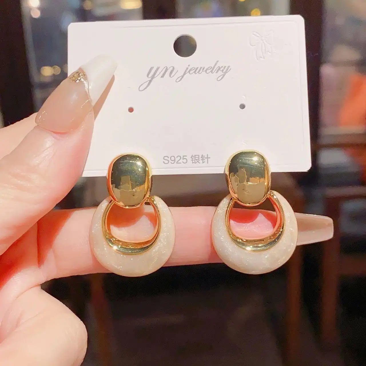 European Gold Oil Geometric Drop Earrings