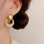 European Gold Oil Geometric Drop Earrings