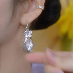 European Metal Leaf Tassel Drop Earrings