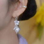 European Metal Leaf Tassel Drop Earrings