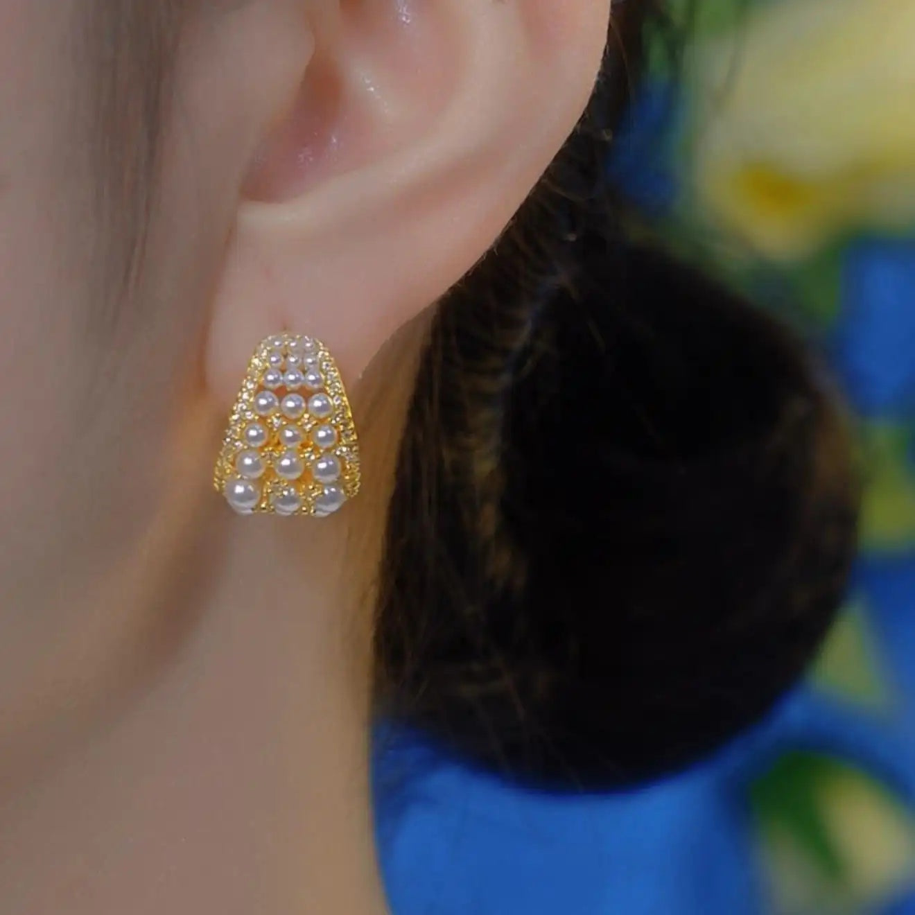 European Micro Inlay Crystal Multi Hoop Earrings