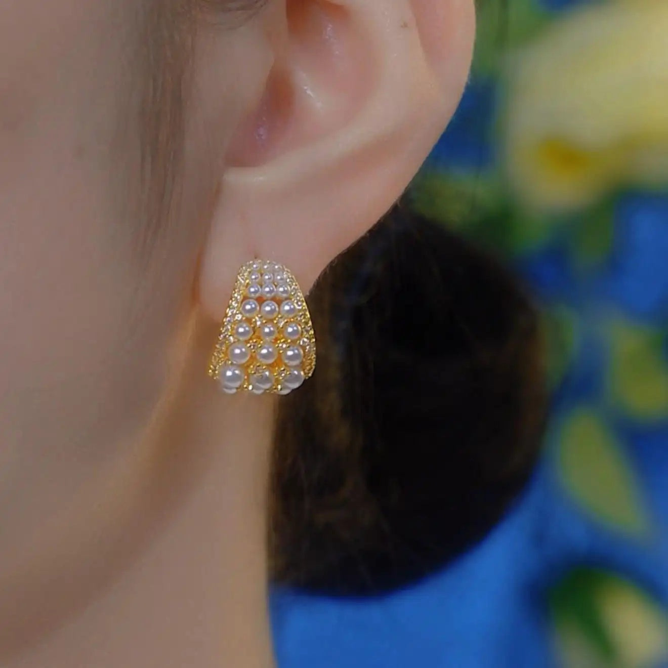 European Micro Inlay Crystal Multi Hoop Earrings