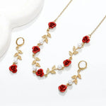 European Retro French Rose Flower Jewelry Set