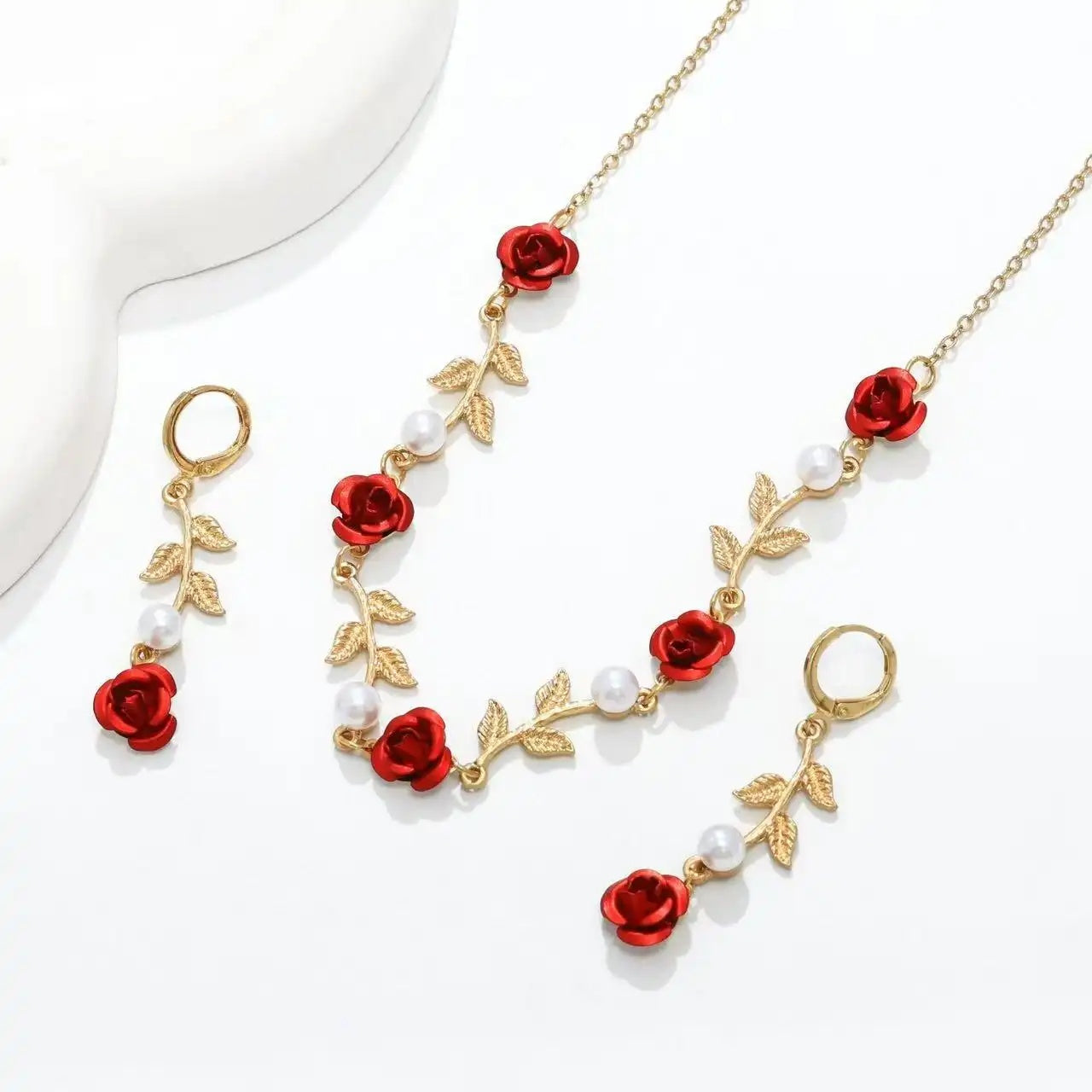 European Retro French Rose Flower Jewelry Set