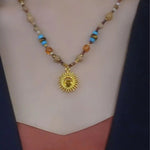 European Retro Multi-Gemstone Necklace
