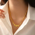 European Retro Multi-Layer Brushed Bead Necklace