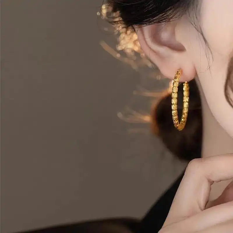 European Twist Large Circle Hoop Earrings