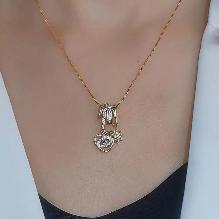 Evil Eye Heart Pendant Necklace