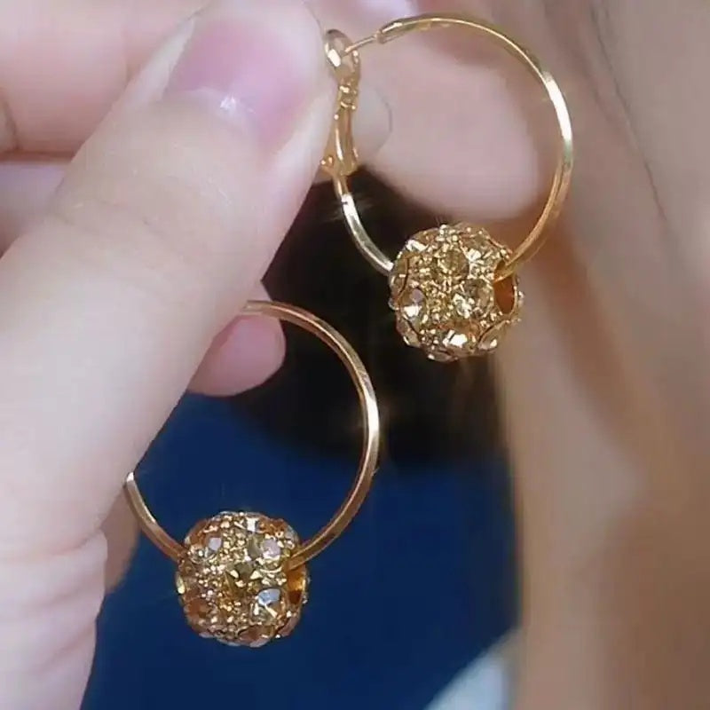 Exaggerated Crystal Ball Hoop Earrings