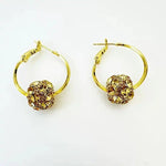 Exaggerated Crystal Ball Hoop Earrings