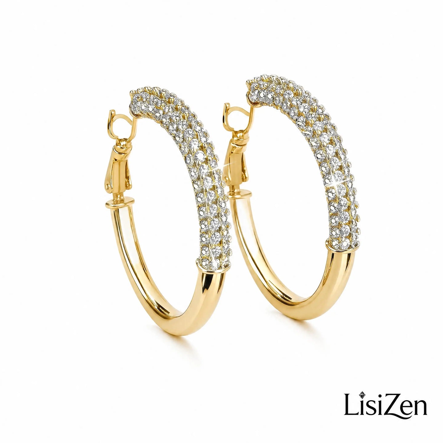 Exaggerated Crystal Circle Hoop Earrings