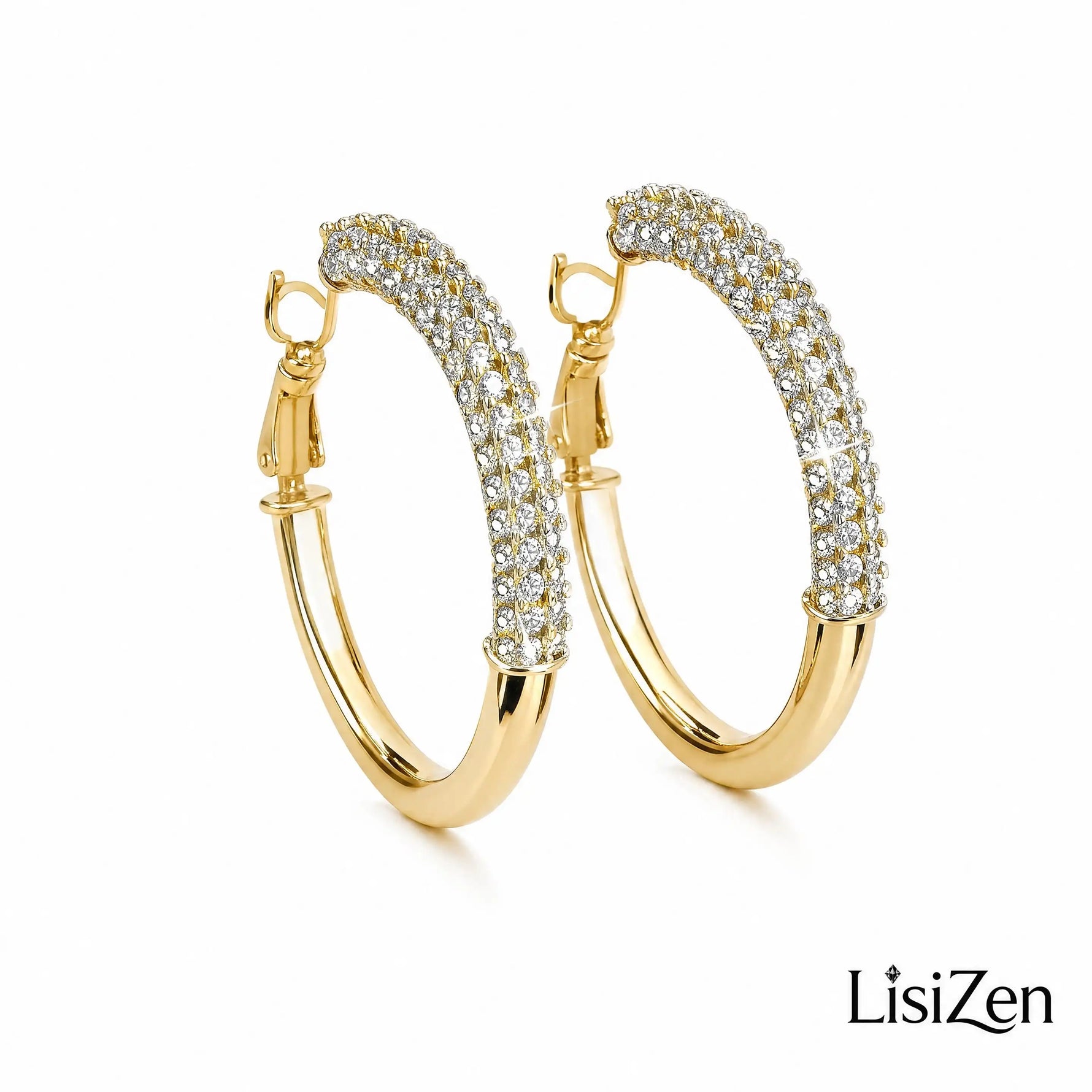 Exaggerated Crystal Circle Hoop Earrings