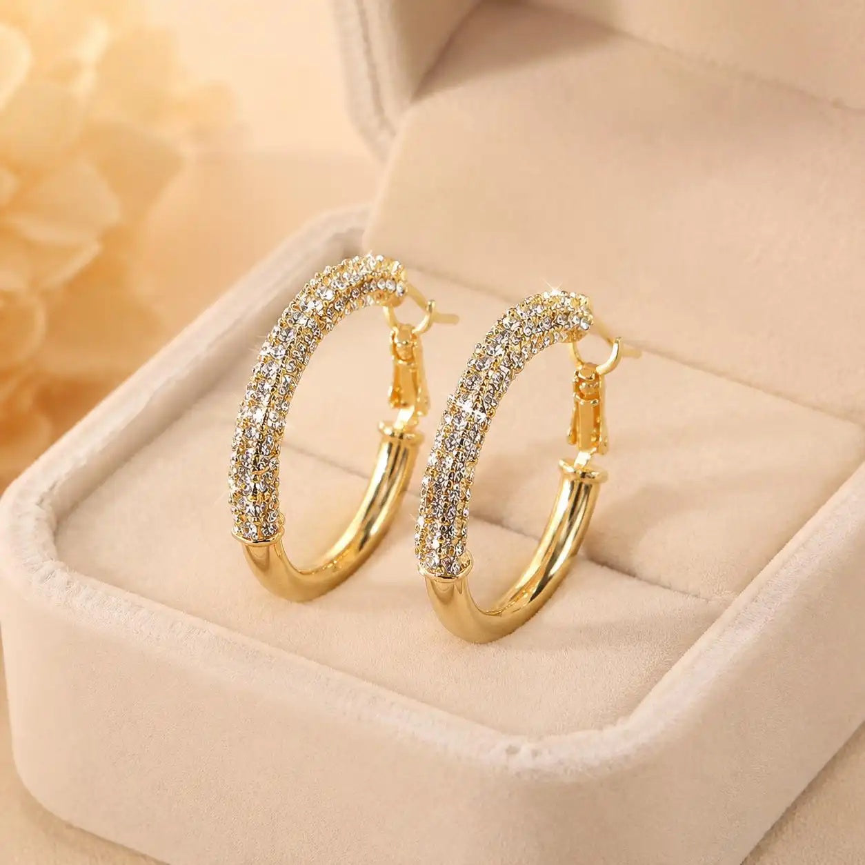 Exaggerated Crystal Circle Hoop Earrings
