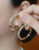 Exaggerated Crystal Circle Hoop Earrings