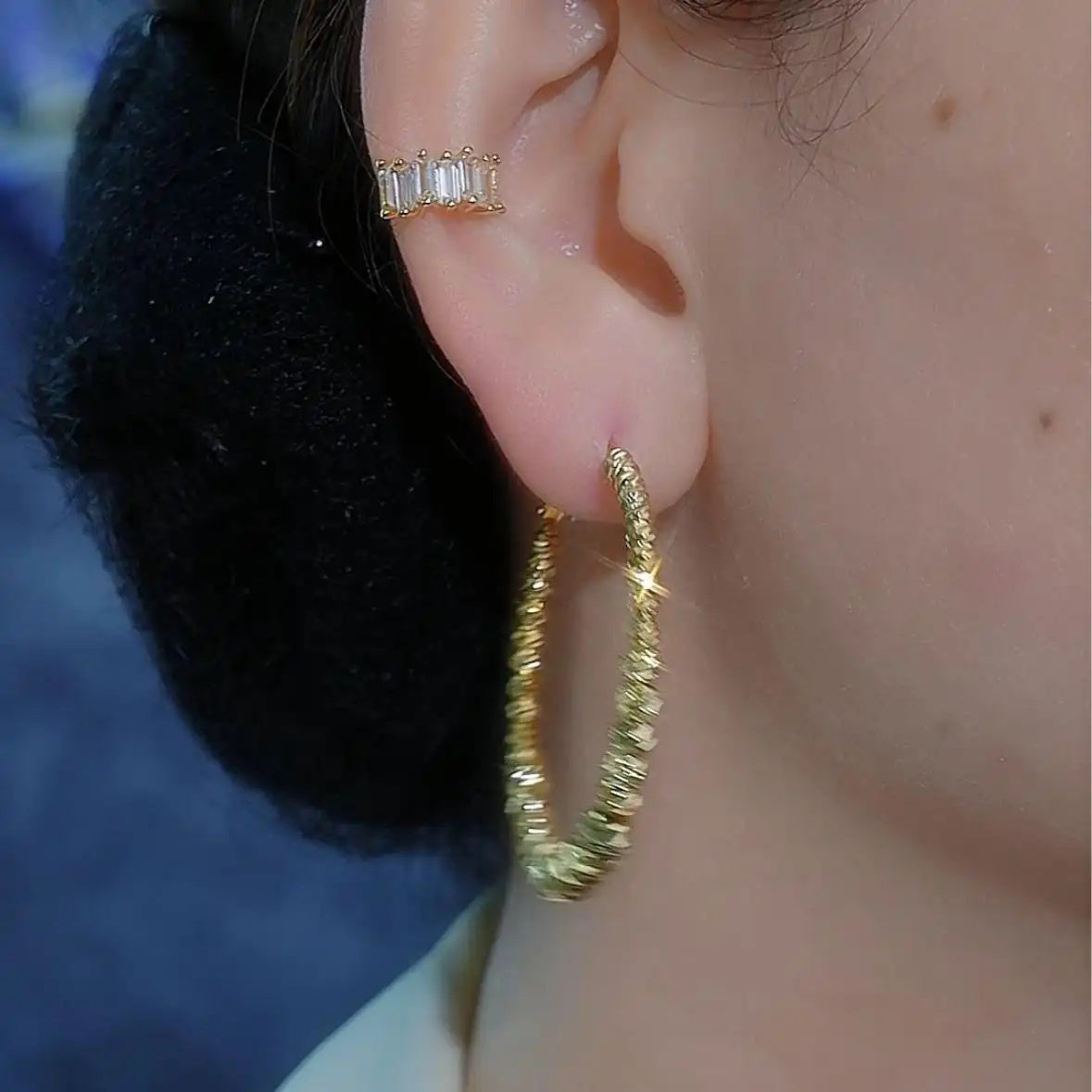 Exaggerated Crystal Hoop Earrings