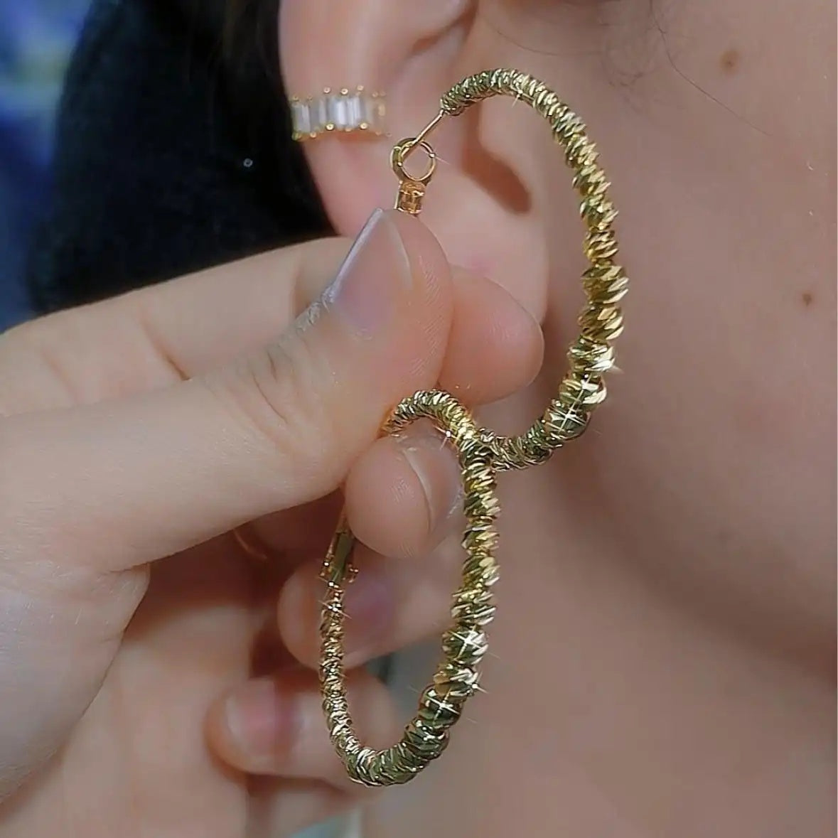 Exaggerated Crystal Hoop Earrings