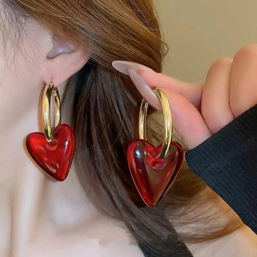 Exaggerated Heart Circle Bold Hoop Earrings