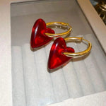 Exaggerated Heart Circle Bold Hoop Earrings