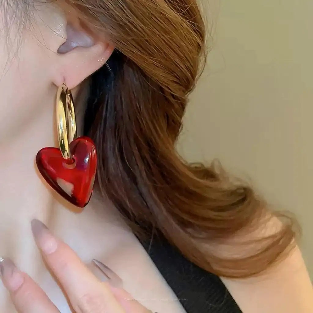 Exaggerated Heart Circle Bold Hoop Earrings