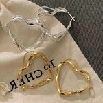 Exaggerated Multi-Layer Heart Clip-On Stud Earrings