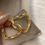 Exaggerated Multi-Layer Heart Clip-On Stud Earrings