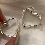 Exaggerated Multi-Layer Heart Clip-On Stud Earrings