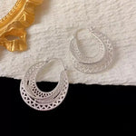 Exaggerated Thick Silver Metal Geometric Hoop Earrings