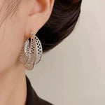 Exaggerated Thick Silver Metal Geometric Hoop Earrings