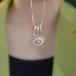 Eye-Shaped Crystal Pendant Necklace