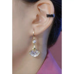 Fan Diamond Ball Tassel Ear Cuffs
