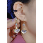 Fan Diamond Ball Tassel Ear Cuffs