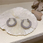 Fan Hua Same Crystal Geometric Hoop Earrings