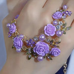 Faux Pearl Camellia Jewelry Set