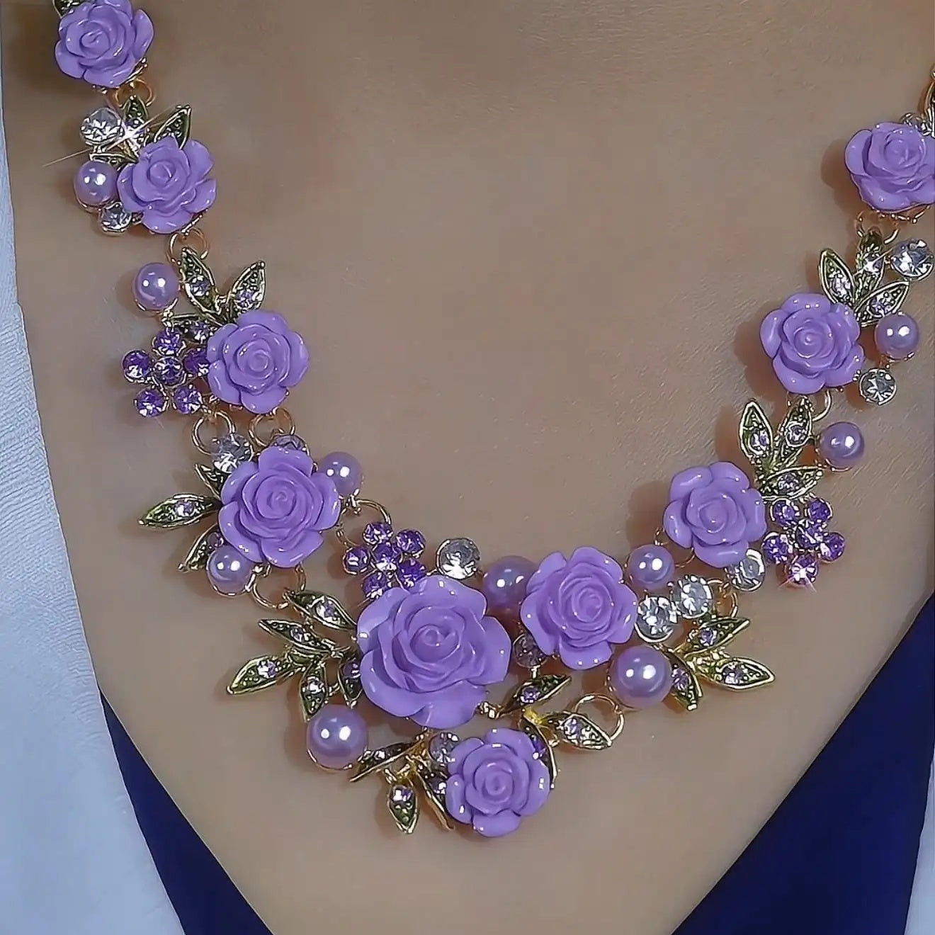Faux Pearl Camellia Jewelry Set