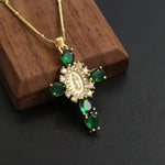 Figure and Cross Pendant Necklace