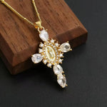 Figure and Cross Pendant Necklace