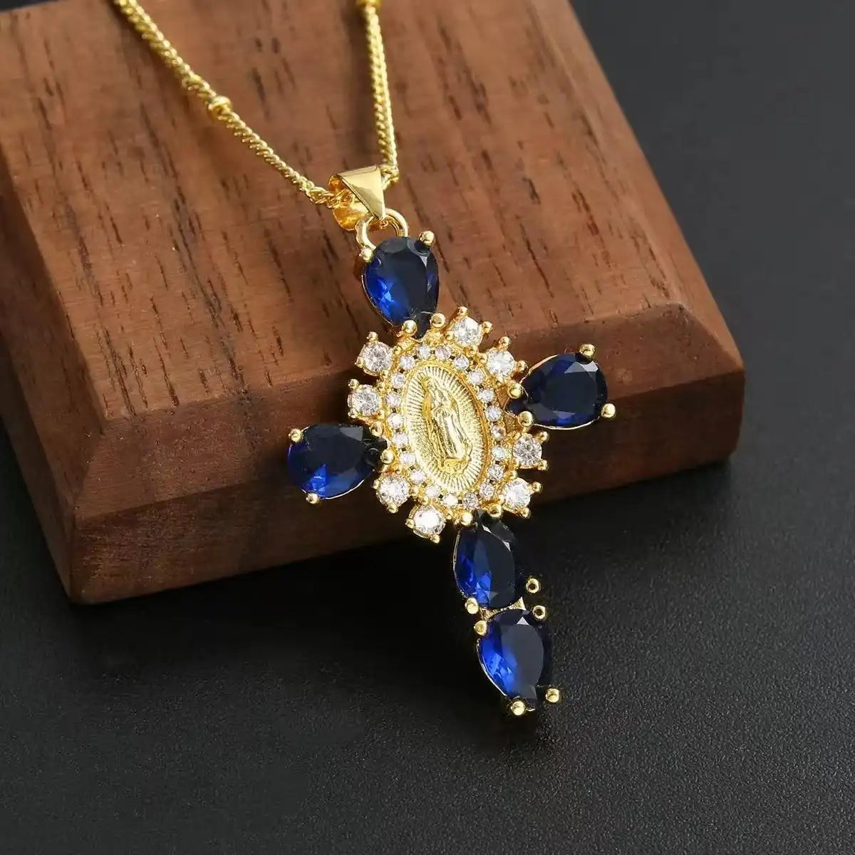 Figure and Cross Pendant Necklace