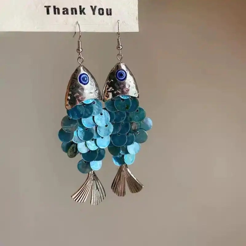 Fish Scale Disc Small Fish Earrings