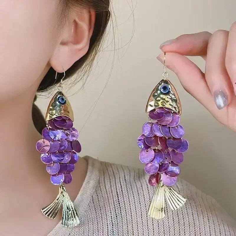 Fish Scale Disc Small Fish Earrings