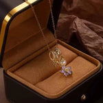 Five-Petal Flower Circle Pendant Necklace