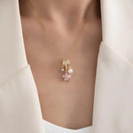 Five-Petal Flower Circle Pendant Necklace