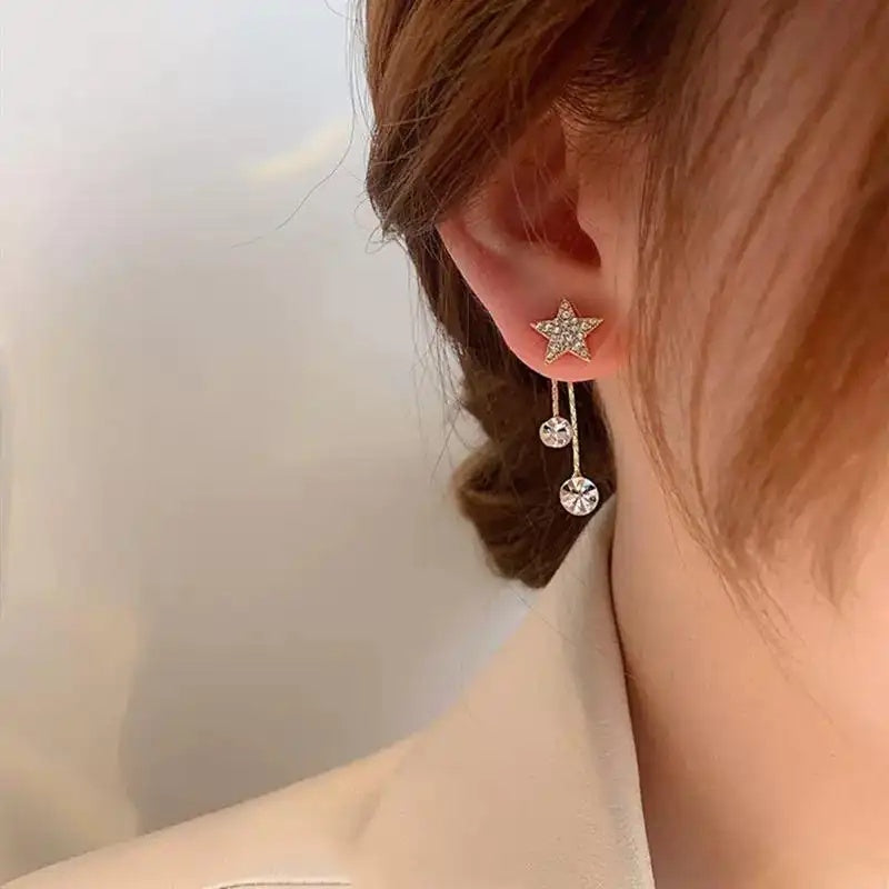Five-Point Star Tassel Drop Earrings