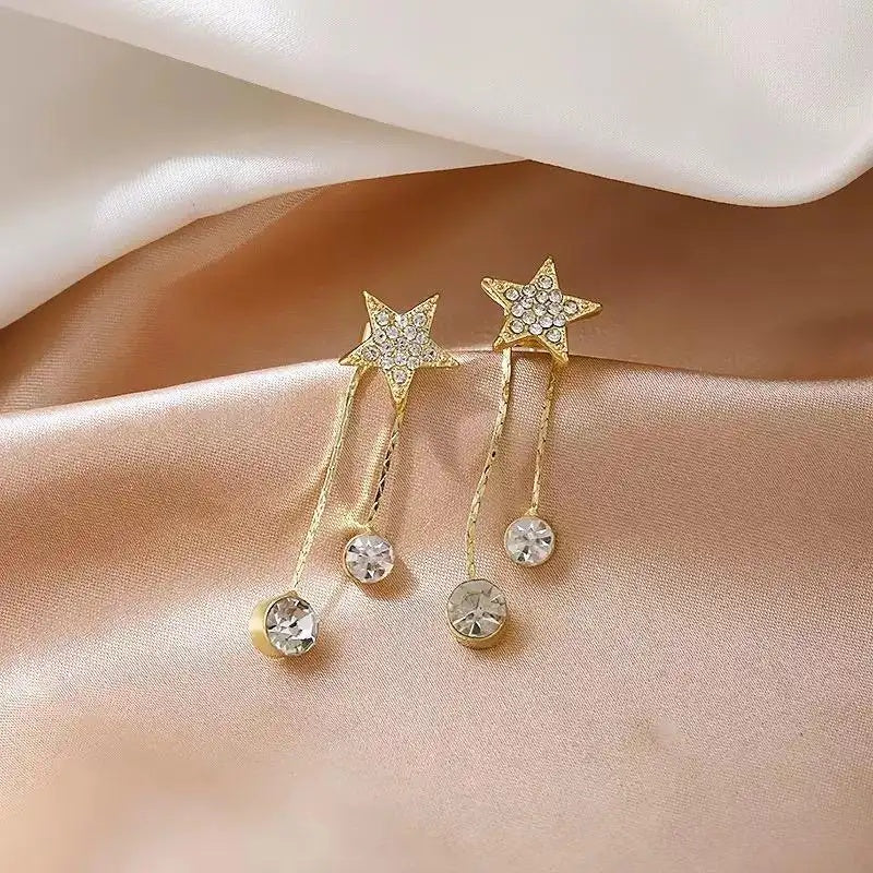 Five-Point Star Tassel Drop Earrings