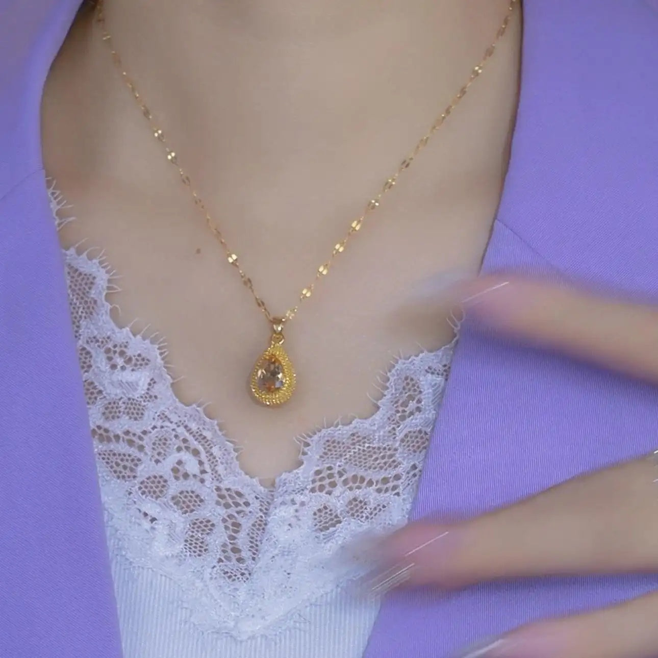 Flame- Crystal Pendant Necklace