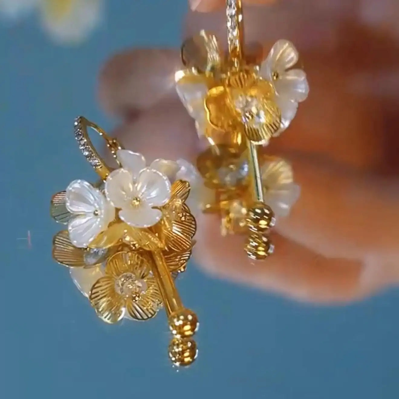 Floral Ball Drop Earrings